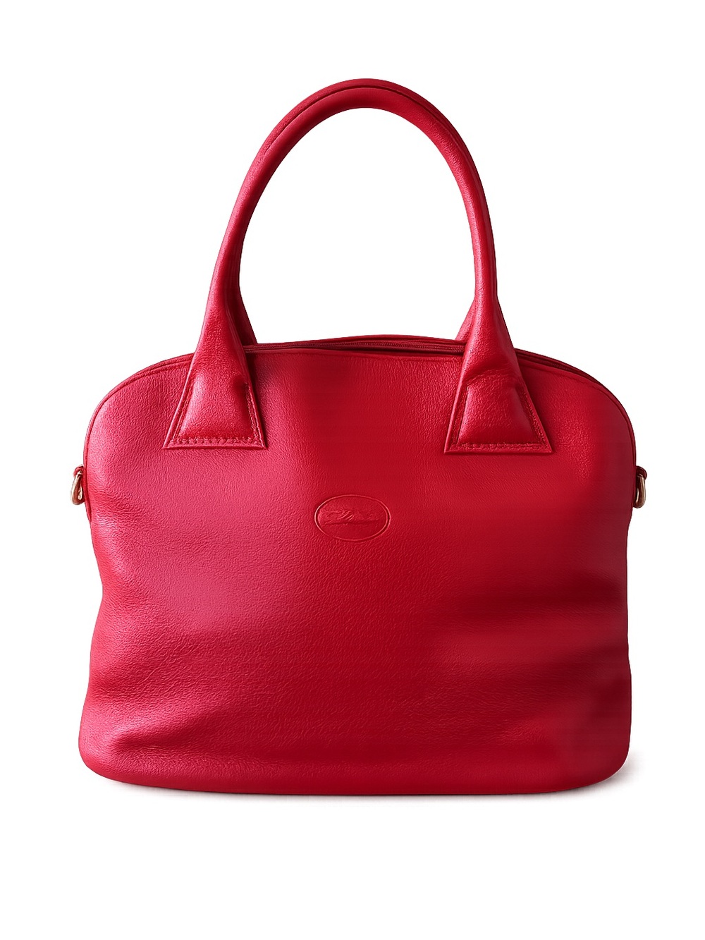 Vintage Longchamp Red Pebbled Leather Shoulder Satchel Bag
